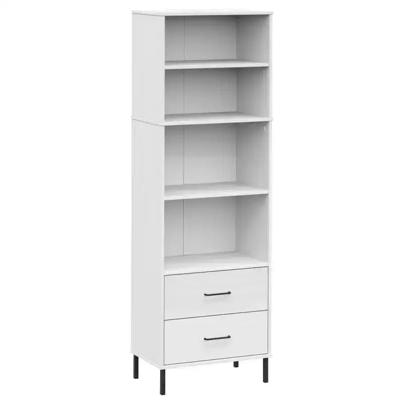 vidaXL Étagère Bibliothèque avec 2 Tiroirs Armoire de Rangement OSLO Bois Massif - Marron