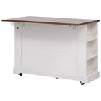 Îlot de cuisine de ferme avec abattant et roulettes, Chariot de rangement de cuisine avec tiroirs et portes vitrées, Îlot de cuisine roulant avec prise de courant