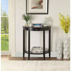 Table console GDFStudio Dain moderne en bois demi-lune avec 1 étagère ouverte