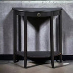 Table console GDFStudio Dain moderne en bois demi-lune avec 1 étagère ouverte
