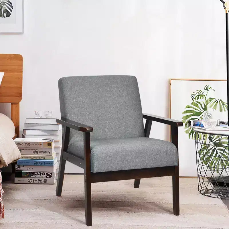 Costway Chaise d'appoint rembourrée en bois, fauteuil en tissu, pour bureau à domicile