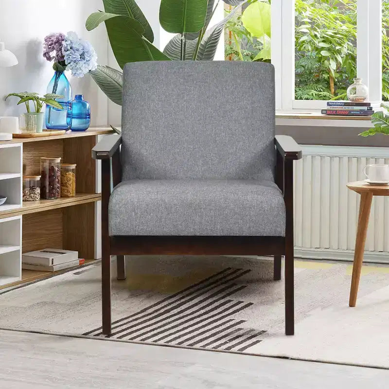 Costway Chaise d'appoint rembourrée en bois, fauteuil en tissu, pour bureau à domicile