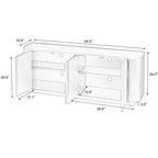 Okak Buffet en bois à rayures verticales Meuble de rangement Meuble TV, Armoires de garde-manger à coins arrondis pour salle à manger, cuisine
