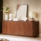 Okak Vertical Striped Wooden Buffet Sideboard Storage Cabinet TV Stand,Curved Corner Pantry Cabinets for Dining Room,Kitchen