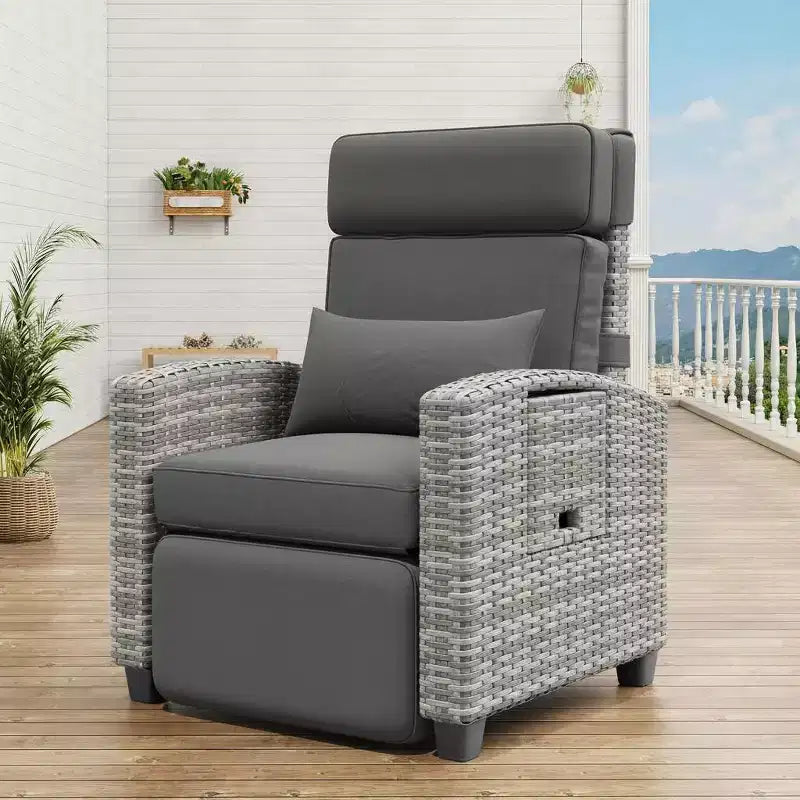 Chaise longue de jardin inclinable GustoWave avec réglage indépendant du dossier et du repose-pieds, 150 positions de confort verrouillables, commande facile par accoudoir, chaise longue d'extérieur