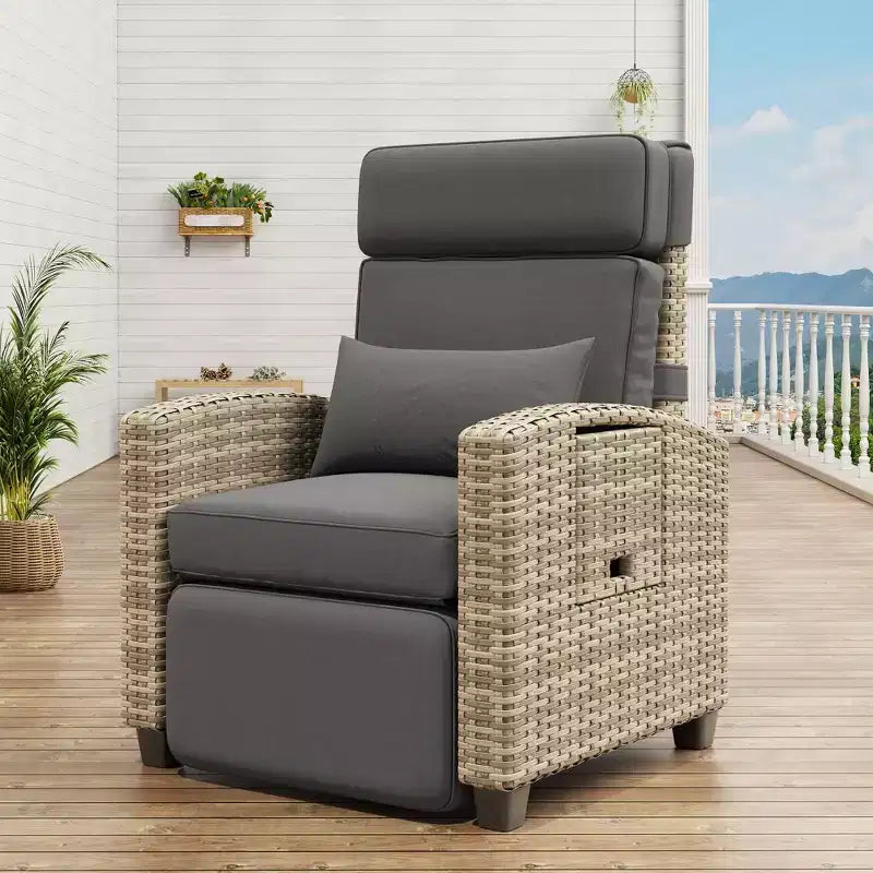 Chaise longue de jardin inclinable GustoWave avec réglage indépendant du dossier et du repose-pieds, 150 positions de confort verrouillables, commande facile par accoudoir, chaise longue d'extérieur