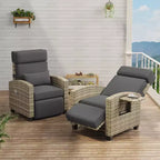 Chaise longue de jardin inclinable GustoWave avec réglage indépendant du dossier et du repose-pieds, 150 positions de confort verrouillables, commande facile par accoudoir, chaise longue d'extérieur