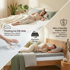 Matelas en mousse à mémoire de forme rafraîchissant Dyonery, fermeté double face avec housse en soie glacée, lit en gel thé vert pour le soutien du sommeil