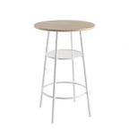 Ensemble bistrot moderne 3 pièces, table de bar ronde avec séparation et tabourets à dossier, ensemble table de pub pour cuisine ou coin petit-déjeuner blanc