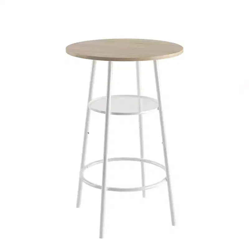 Ensemble bistrot moderne 3 pièces, table de bar ronde avec séparation et tabourets à dossier, ensemble table de pub pour cuisine ou coin petit-déjeuner blanc
