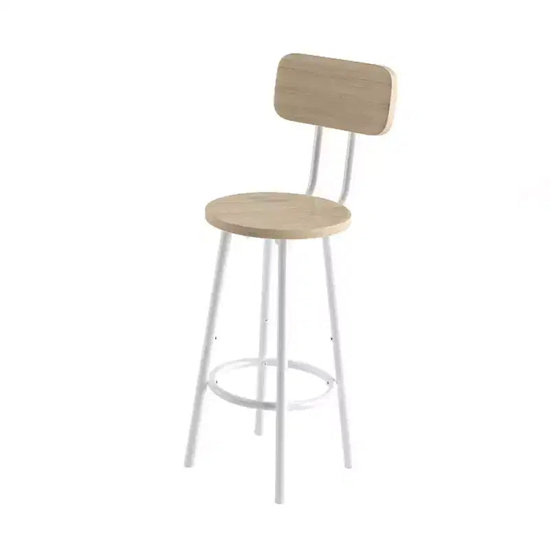 Ensemble bistrot moderne 3 pièces, table de bar ronde avec séparation et tabourets à dossier, ensemble table de pub pour cuisine ou coin petit-déjeuner blanc