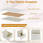 Commode en tissu Costway avec 6 tiroirs, tour de rangement en bambou avec 6 bacs de rangement pliables en tissu