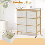 Commode en tissu Costway avec 6 tiroirs, tour de rangement en bambou avec 6 bacs de rangement pliables en tissu