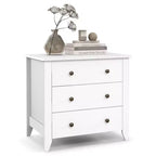 Costway Commode à 3 Tiroirs Table de Chevet pour Salon Chambre Blanc