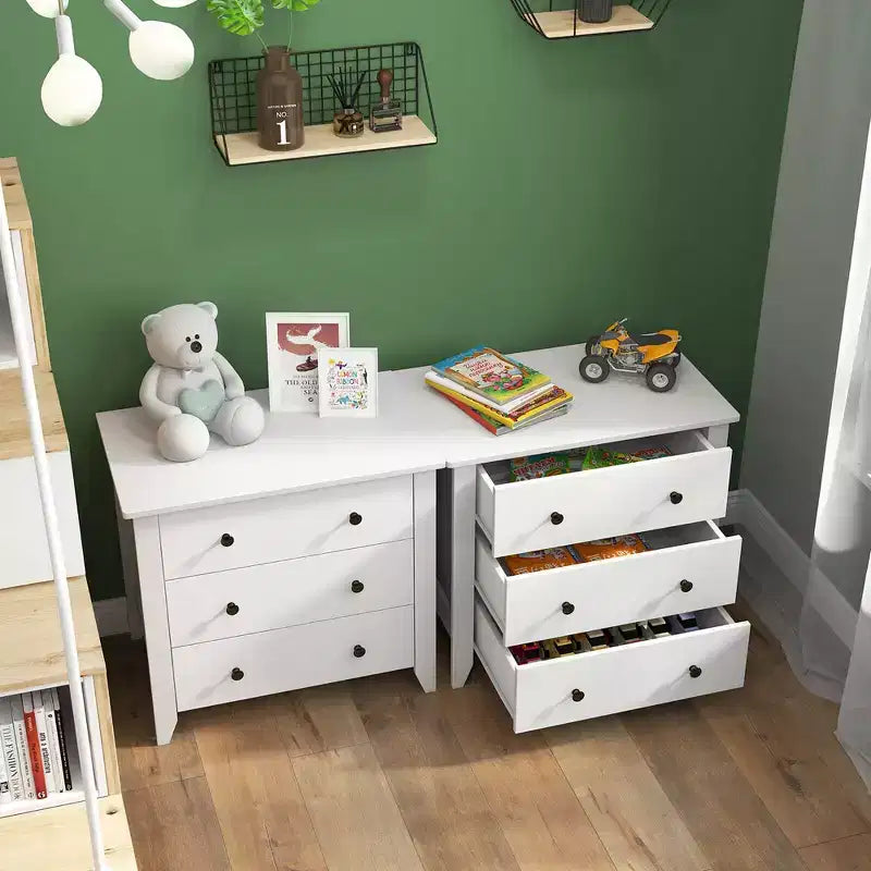 Costway Commode à 3 Tiroirs Table de Chevet pour Salon Chambre Blanc