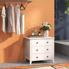 Costway Commode à 3 Tiroirs Table de Chevet pour Salon Chambre Blanc