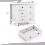 Costway Commode à 3 Tiroirs Table de Chevet pour Salon Chambre Blanc