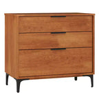 Commode à 3 tiroirs Costway avec pieds de support en métal et kit anti-basculement pour chambre à coucher, couleur cerisier