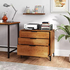 Commode à 3 tiroirs Costway avec pieds de support en métal et kit anti-basculement pour chambre à coucher, couleur cerisier