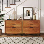 Commode à 3 tiroirs Costway avec pieds de support en métal et kit anti-basculement pour chambre à coucher, couleur cerisier