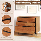 Commode à 3 tiroirs Costway avec pieds de support en métal et kit anti-basculement pour chambre à coucher, couleur cerisier