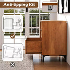 Commode à 3 tiroirs Costway avec pieds de support en métal et kit anti-basculement pour chambre à coucher, couleur cerisier