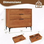 Commode à 3 tiroirs Costway avec pieds de support en métal et kit anti-basculement pour chambre à coucher, couleur cerisier