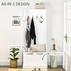 Meuble d'entrée avec porte-manteau et banc, banc de vestiaire avec rangement et patères