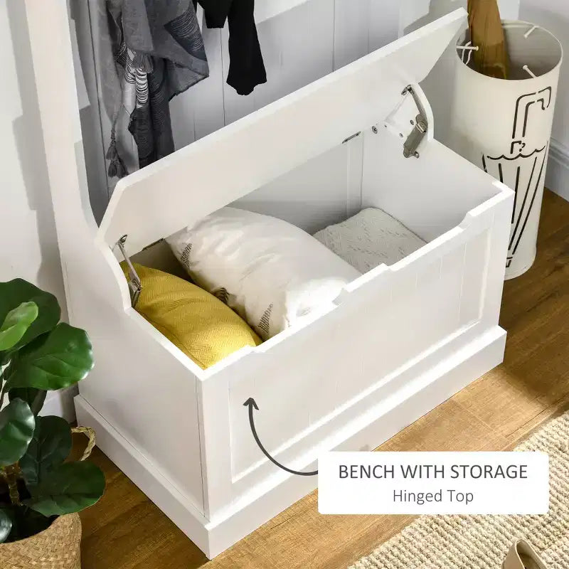 Meuble d'entrée avec porte-manteau et banc, banc de vestiaire avec rangement et patères