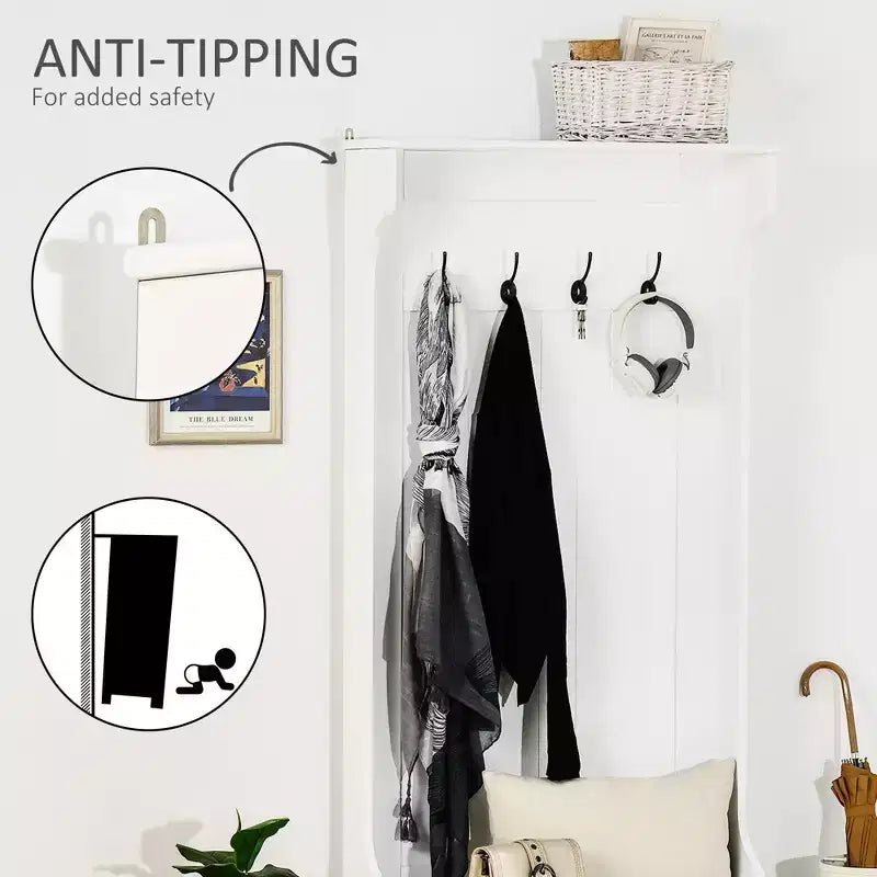 Meuble d'entrée avec porte-manteau et banc, banc de vestiaire avec rangement et patères