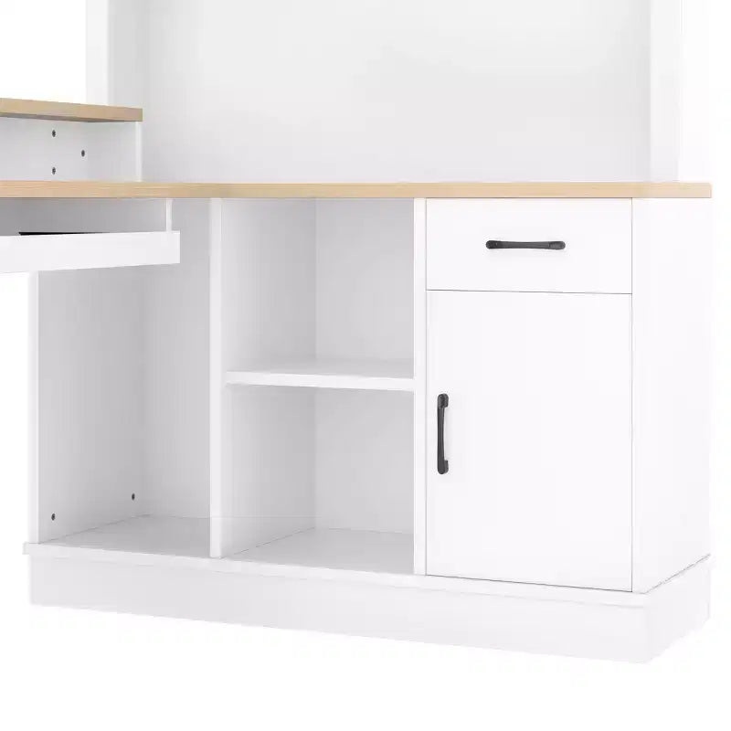 Bureau de jeu en L Bellemave avec prise, tiroirs, étagère, bureau d'étude en L pour coin