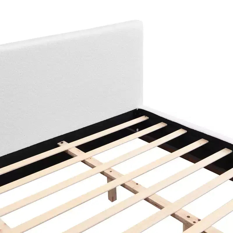 Cadre de lit plateforme rembourré Queen/King Size Lit flottant avec lumière et tête de lit, blanc - ModernLuxe
