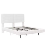 Cadre de lit plateforme rembourré Queen/King Size Lit flottant avec lumière et tête de lit, blanc - ModernLuxe