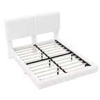 Cadre de lit plateforme rembourré Queen/King Size Lit flottant avec lumière et tête de lit, blanc - ModernLuxe