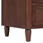 Table de chevet moderne à 3 tiroirs, meuble élégant avec poignées métalliques et pieds en bois d'hévéa - Panipeachy