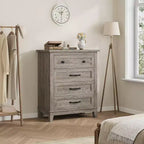 Table de chevet de chambre à 4 tiroirs, commode verticale de 88,4 cm avec grand espace de rangement, coffre de rangement en bois autoportant pour salon et salle à manger