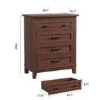Table de chevet de chambre à 4 tiroirs, commode verticale de 88,4 cm avec grand espace de rangement, coffre de rangement en bois autoportant pour salon et salle à manger