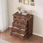 Table de chevet de chambre à 4 tiroirs, commode verticale de 88,4 cm avec grand espace de rangement, coffre de rangement en bois autoportant pour salon et salle à manger