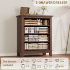 Table de chevet de chambre à 4 tiroirs, commode verticale de 88,4 cm avec grand espace de rangement, coffre de rangement en bois autoportant pour salon et salle à manger