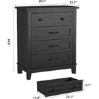 Table de chevet de chambre à 4 tiroirs, commode verticale de 88,4 cm avec grand espace de rangement, coffre de rangement en bois autoportant pour salon et salle à manger