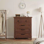 Table de chevet de chambre à 4 tiroirs, commode verticale de 88,4 cm avec grand espace de rangement, coffre de rangement en bois autoportant pour salon et salle à manger