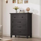 Table de chevet de chambre à 4 tiroirs, commode verticale de 88,4 cm avec grand espace de rangement, coffre de rangement en bois autoportant pour salon et salle à manger