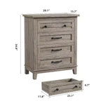 Table de chevet de chambre à 4 tiroirs, commode verticale de 88,4 cm avec grand espace de rangement, coffre de rangement en bois autoportant pour salon et salle à manger