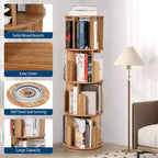 Bibliothèque tournante Acekool à 4 niveaux, étagère d'angle rotative à 360° en bois pour petits espaces, tour de présentation pivotante pour chambre, salon