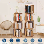 Bibliothèque tournante Acekool à 4 niveaux, étagère d'angle rotative à 360° en bois pour petits espaces, tour de présentation pivotante pour chambre, salon