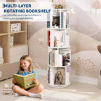 Bibliothèque tournante Acekool à 4 niveaux, étagère d'angle rotative à 360° en bois pour petits espaces, tour de présentation pivotante pour chambre, salon