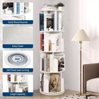 Bibliothèque tournante Acekool à 4 niveaux, étagère d'angle rotative à 360° en bois pour petits espaces, tour de présentation pivotante pour chambre, salon