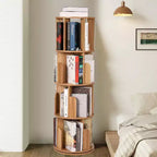 Bibliothèque tournante Acekool à 4 niveaux, étagère d'angle rotative à 360° en bois pour petits espaces, tour de présentation pivotante pour chambre, salon