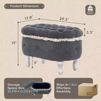 Banc de rangement Okak moderne en velours côtelé capitonné avec compartiment caché, tabouret ottoman rembourré pour chambre à coucher, entrée
