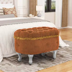 Banc de rangement Okak moderne en velours côtelé capitonné avec compartiment caché, tabouret ottoman rembourré pour chambre à coucher, entrée